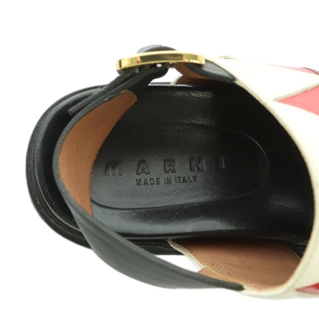 【中古】マルニ FUSSBETT フリンジサンダル 23.5cm 黒 ブラック 白 ホワイト 赤 レッド /MI ■OS ■SH レディース