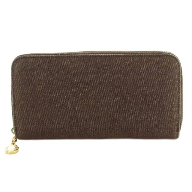 【中古】ブルガリ ロゴマニア 長財布 ラウンドファスナー 小銭入れ キャンバス ロゴ柄 ブラウン ■OS ■OH レディース