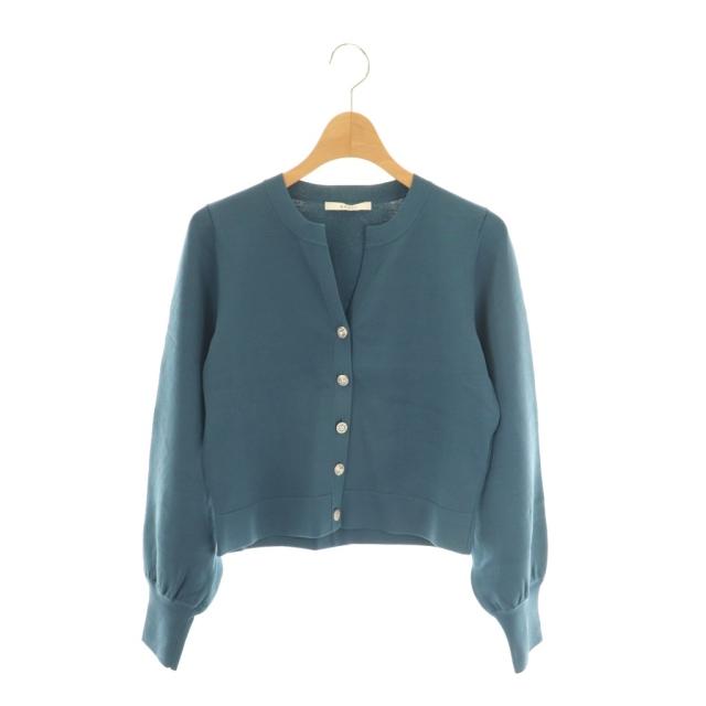 【中古】アナイ ANAYI 24AW アソート釦キーネック カーディガン 36 ブルー /CX ■OS レディース