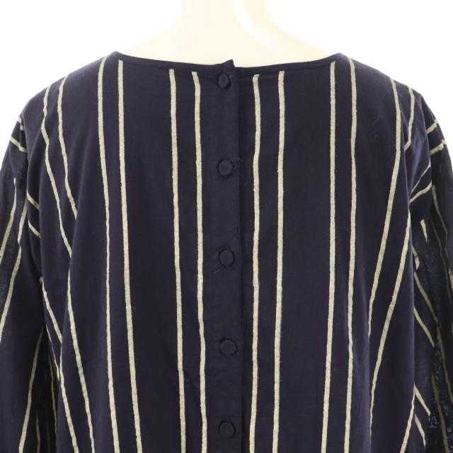 中古】メゾンドソイル 60Sコットンストライプブロックプリント  