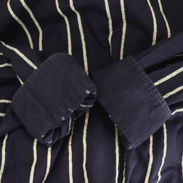 中古】メゾンドソイル 60Sコットンストライプブロックプリント  