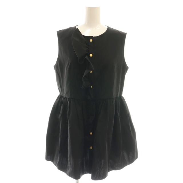 【中古】エムプルミエ M-Premier クチュール COUTURE 23SS アシンメトリーフリルブラウス シャツ 金ボタン 38 黒