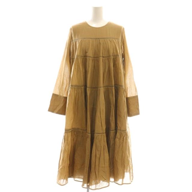 【中古】ヌキテパ NE QUITTEZ PAS! Cotton Voile Tiered Middle Length Dress ワンピース ティアード ベージュ