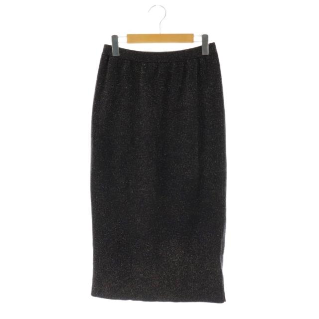 【中古】グレースコンチネンタル GRACE CONTINENTAL 25SS ラメタイトニットスカート ロング タイト 36 黒