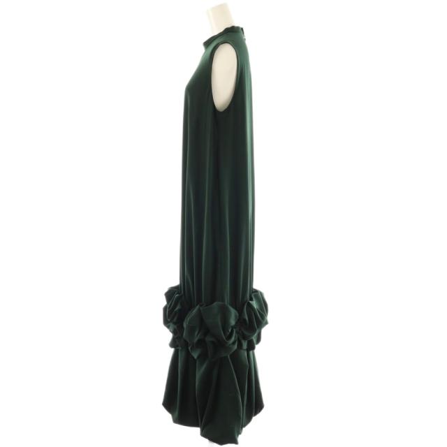 【中古】エンフォルド ENFOLD 25AW BALLOON-FRILL TANK-TOPS DRESS ワンピース バンドカラー 36 ダークグリーン_2