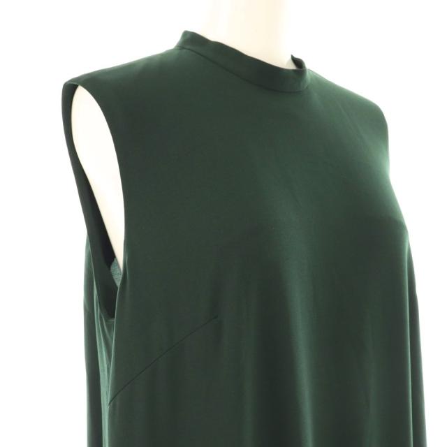 【中古】エンフォルド ENFOLD 25AW BALLOON-FRILL TANK-TOPS DRESS ワンピース バンドカラー 36 ダークグリーン_3