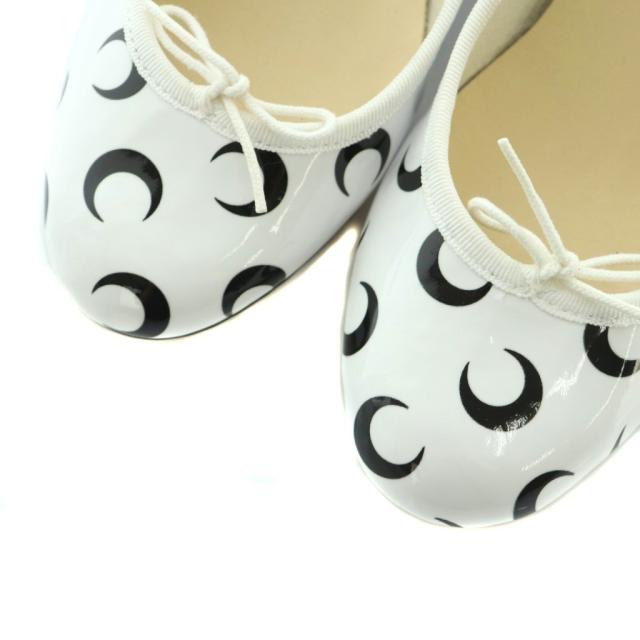 【中古】レペット × マリーンセル Camille パンプス ラウンドトゥ 総柄 38 24.0cm 白 黒 V4235V レディース