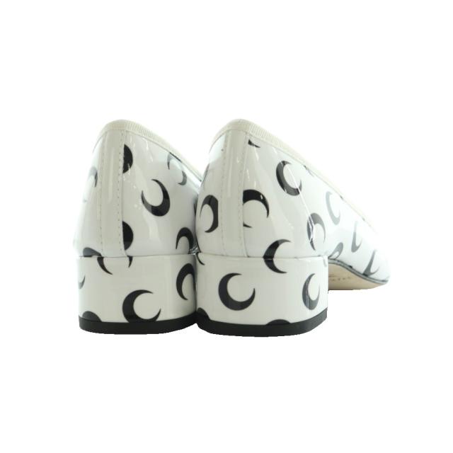 【中古】レペット × マリーンセル Camille パンプス ラウンドトゥ 総柄 38 24.0cm 白 黒 V4235V レディース