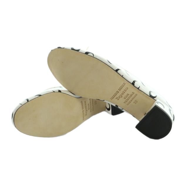 【中古】レペット × マリーンセル Camille パンプス ラウンドトゥ 総柄 38 24.0cm 白 黒 V4235V レディース