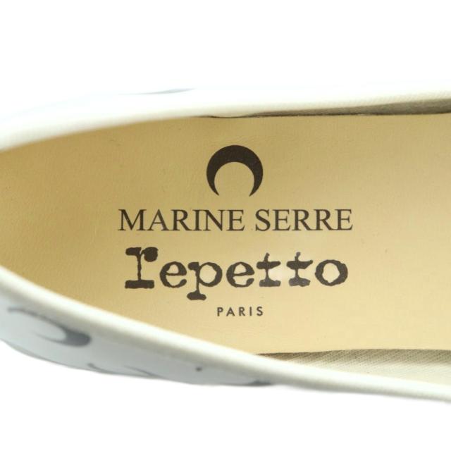 【中古】レペット × マリーンセル Camille パンプス ラウンドトゥ 総柄 38 24.0cm 白 黒 V4235V レディース