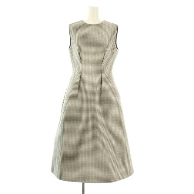 【中古】ルルウィルビー 24AW スパークルジャガードノースリーブワンピース ロング 2 ホワイト グレー