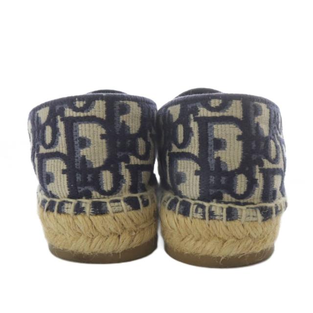 【中古】ディオール Dior グランヴィル Granville エスパドリーユ オブリーク エンブロイダリー 34.5 ネイビー_2