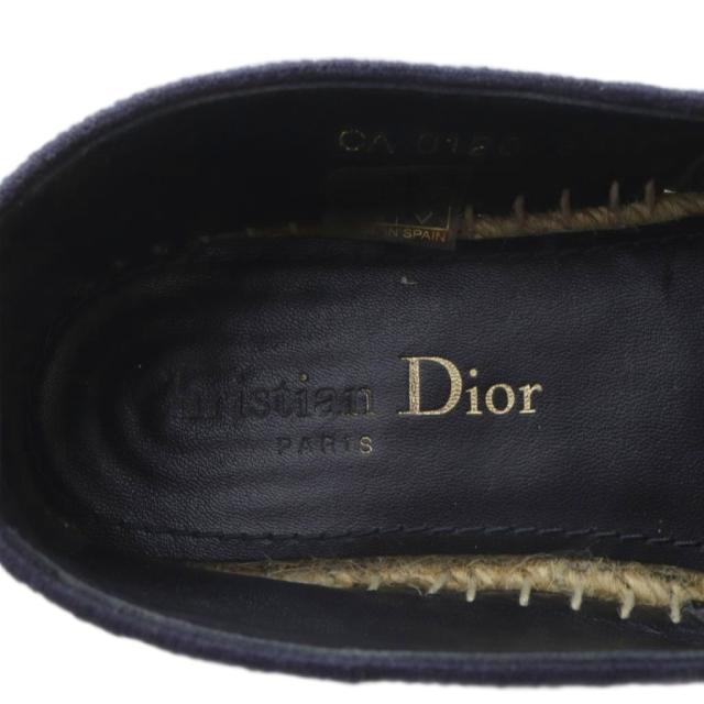 【中古】ディオール Dior グランヴィル Granville エスパドリーユ オブリーク エンブロイダリー 34.5 ネイビー_5