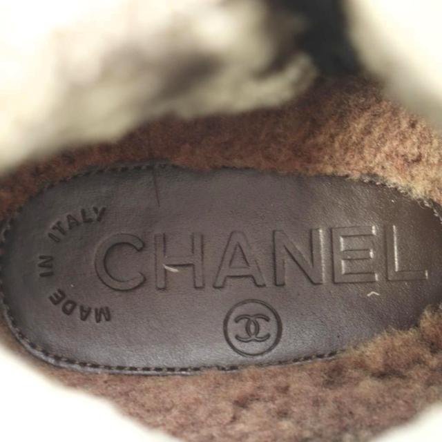 【中古】シャネル CHANEL 13A ムートンブーツ 37.5 24.5cm 黒 ブラック ベージュ キルティング G27813