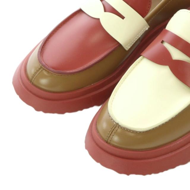 【中古】カンペール ツインズ ローファー ドレスシューズ レザー 本革 37 23.4cm マルチカラー 赤 レッド 白