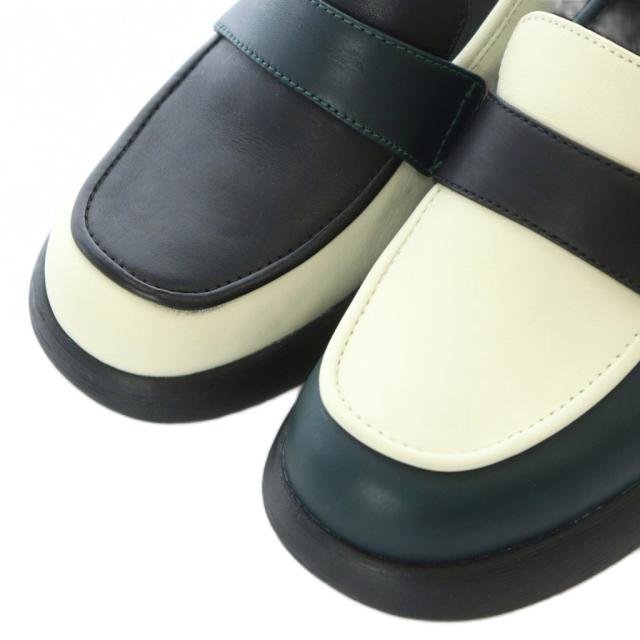 【中古】カンペール ツインズ ヒールローファー レザー 本革 37 23.4cm 黒 ブラック 白 ホワイト 深緑 K201292-023