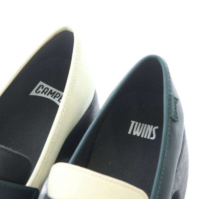 【中古】カンペール ツインズ ヒールローファー レザー 本革 37 23.4cm 黒 ブラック 白 ホワイト 深緑 K201292-023