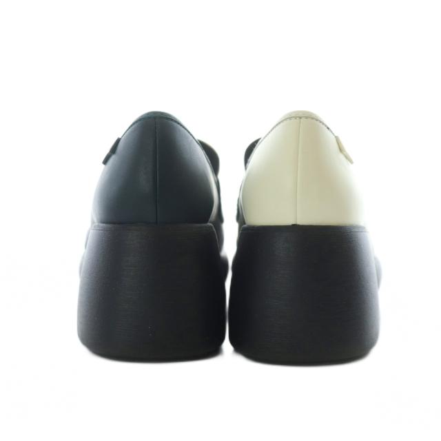 【中古】カンペール ツインズ ヒールローファー レザー 本革 37 23.4cm 黒 ブラック 白 ホワイト 深緑 K201292-023