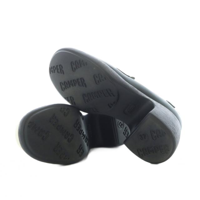 【中古】カンペール ツインズ ヒールローファー レザー 本革 37 23.4cm 黒 ブラック 白 ホワイト 深緑 K201292-023