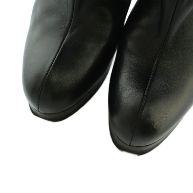 【中古】グッチ ロングブーツ プラットフォーム ハイヒール レザー 37 24.0cm 黒 ブラック 589785 ■OS レディース