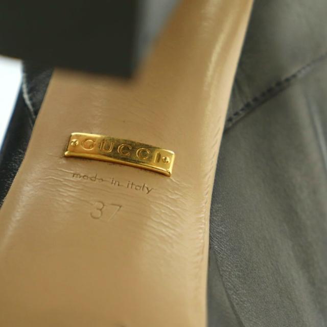 【中古】グッチ ロングブーツ プラットフォーム ハイヒール レザー 37 24.0cm 黒 ブラック 589785 ■OS レディース