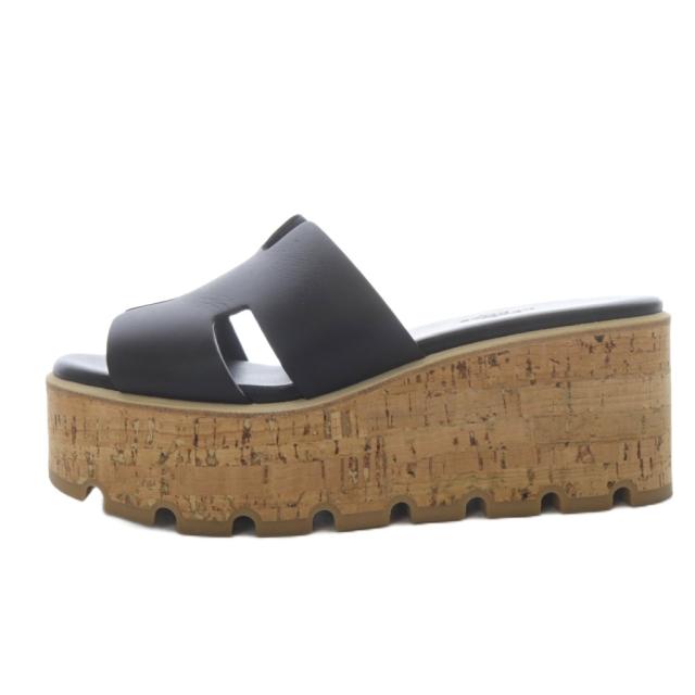 【中古】エルメス HERMES エズ EZE Hカットディテール サンダル プラットフォーム 厚底 23.5cm ブラック 221026Z