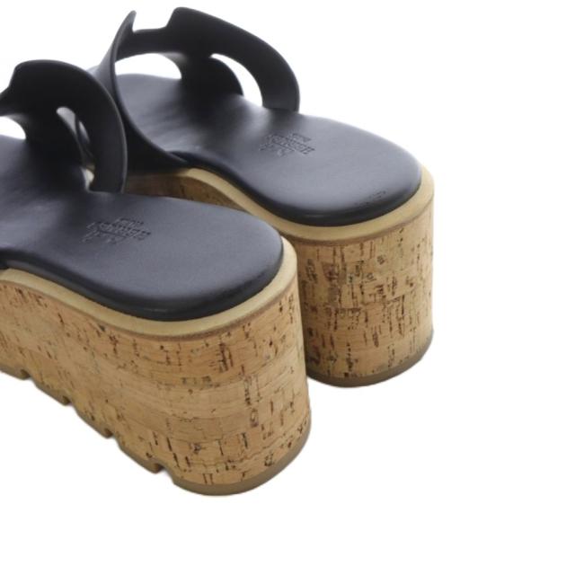 【中古】エルメス HERMES エズ EZE Hカットディテール サンダル プラットフォーム 厚底 23.5cm ブラック 221026Z