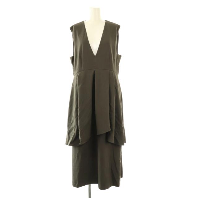 【中古】アドーア ADORE 25SS ソフトダブルクロスワンピース ジャンパースカート ノースリーブ 38 チャコールグレー