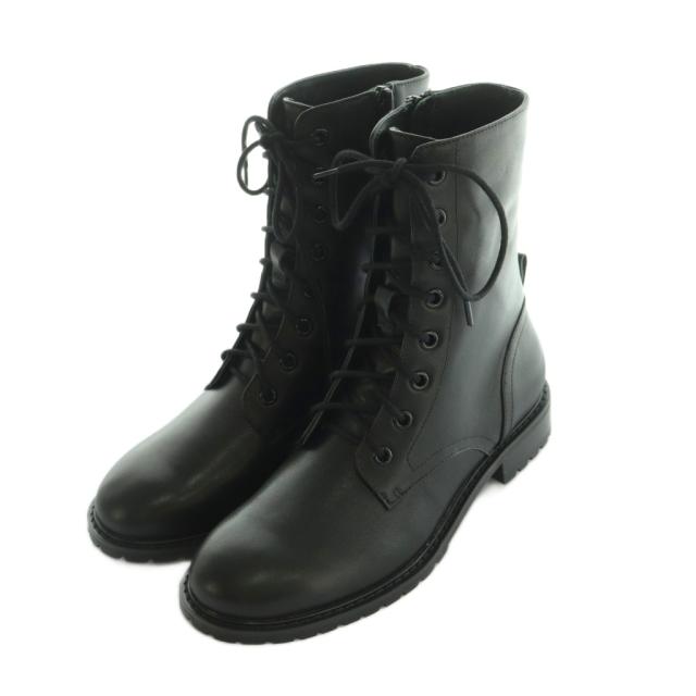 【中古】未使用品 ツル バイ マリコオイカワ Bond.C レースアップショートブーツ 36 22.5cm 黒 ブラック WW-2236400