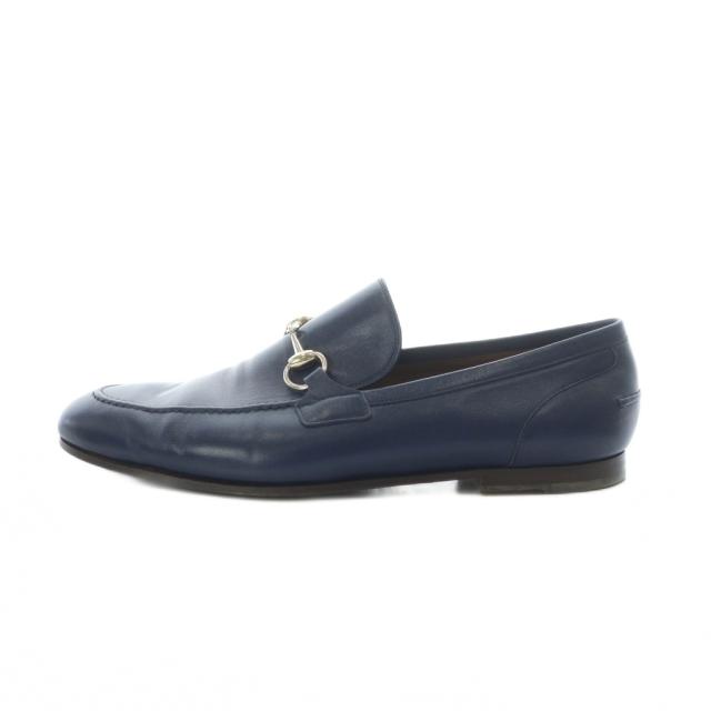 【中古】グッチ GUCCI ビットローファー ローファー レザー 本革 7.5 26.5cm ネイビー 紺 326198 /RI ■OS メンズ