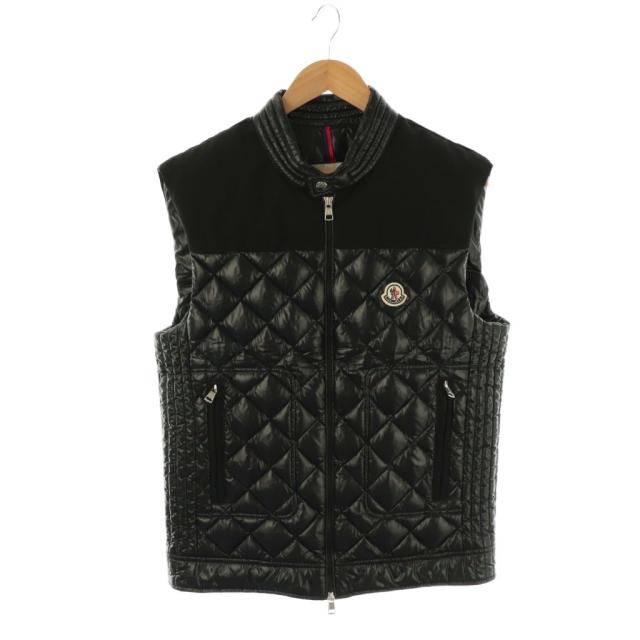 【中古】モンクレール MONCLER JEUNET GILLET ダウンベストダイヤモンドキルティング ジップアップ 前開き 4 黒