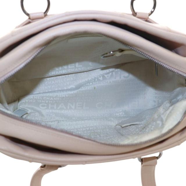 【中古】シャネル CHANEL 9番台 チョコバー ソフトキャビアスキン トートバッグ ハンド ピンクベージュ /AQ ■OS 中古】シャネル CHANEL 9番台 チョコバー ソフトキャビアスキン トート