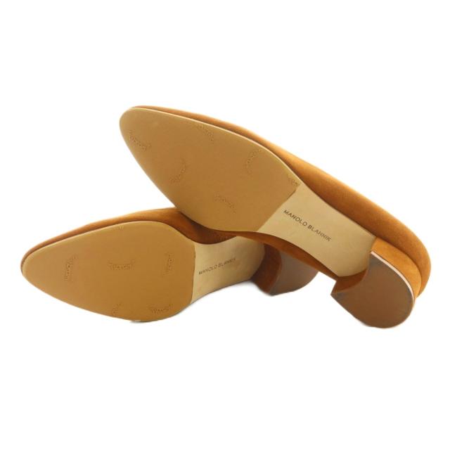 【中古】マノロブラニク パンプス チャンキーヒール スエード 23.5cm ブラウン /MI ■OS ■SH レディース