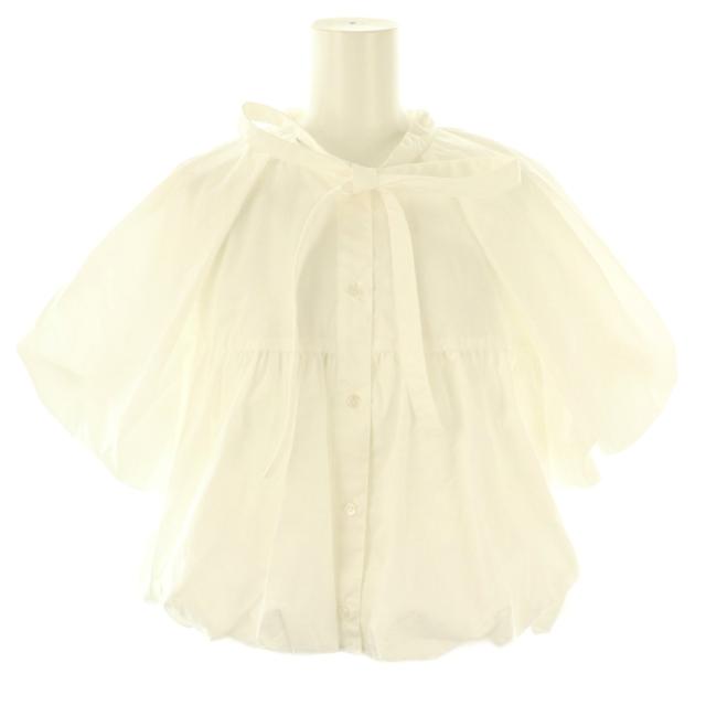 【中古】OHGA オーガ 25SS LANTAN ランタンブラウス シャツ 前開き ギャザー F 白 ホワイト リボン /CX ■OS