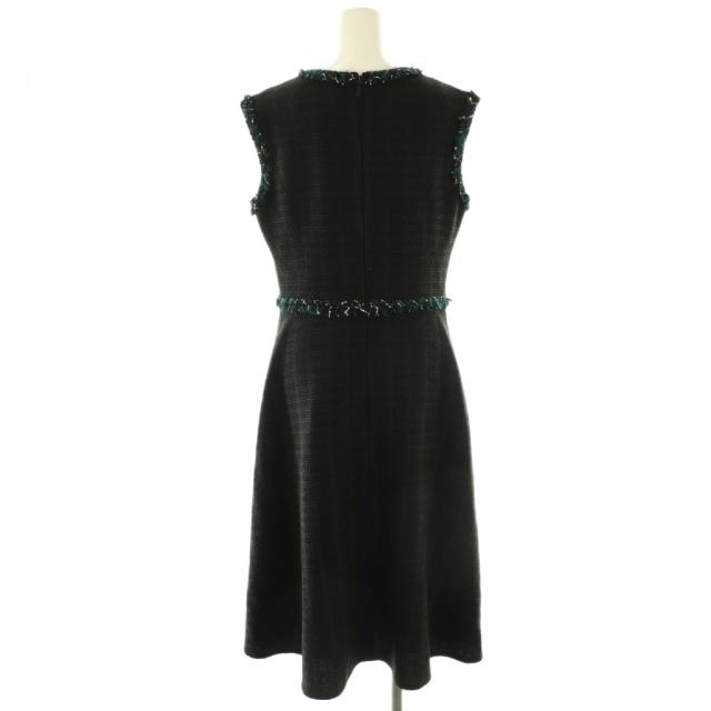 【中古】ルネ 24年 ツイードワンピース ロング ノースリーブ 38 ブラック グリーン ホワイト 6446250 /DO ■OS 中古】ルネ 24年 ツイードワンピース ロング ノースリーブ 38 ブラック