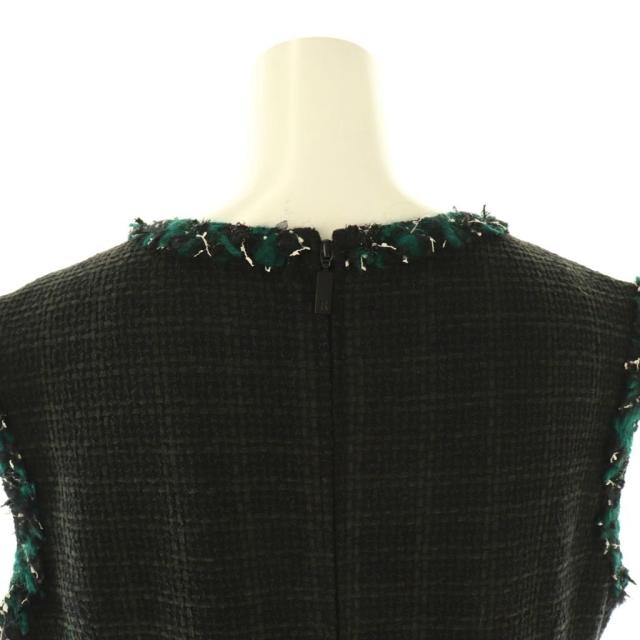 中古】ルネ 24年 ツイードワンピース ロング ノースリーブ 38 ブラック