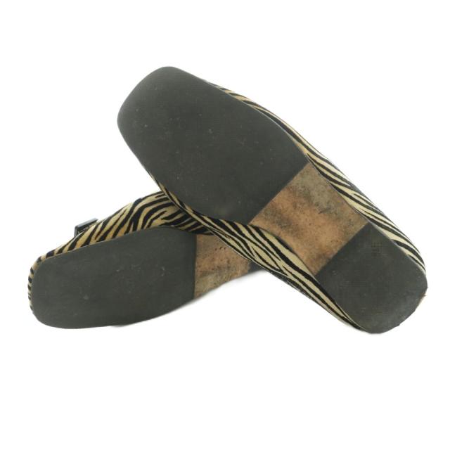 【中古】セルジオロッシ Sergio rossi SR1 ローファー ゼブラ柄 37.5 24.5cm ベージュ 黒 ブラック A77990 /MI ■OS レディース