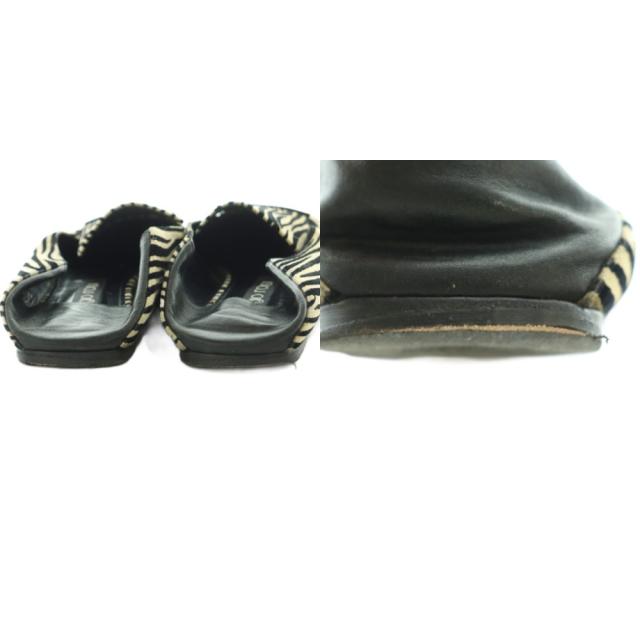 【中古】セルジオロッシ Sergio rossi SR1 ローファー ゼブラ柄 37.5 24.5cm ベージュ 黒 ブラック A77990 /MI ■OS レディース