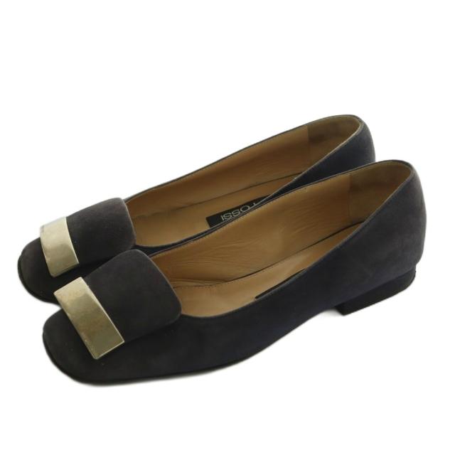 【中古】セルジオロッシ SR1 パンプス スクエアトゥ ローヒール 37 24.0cm チャコールグレー A83770 ■OS レディース