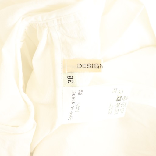 【中古】絵図面ワークス DESIGNWORKS ×翁安芸 袖ボリュームシャンブレーワンピース ギャザー 38 白いこと /CX ■os