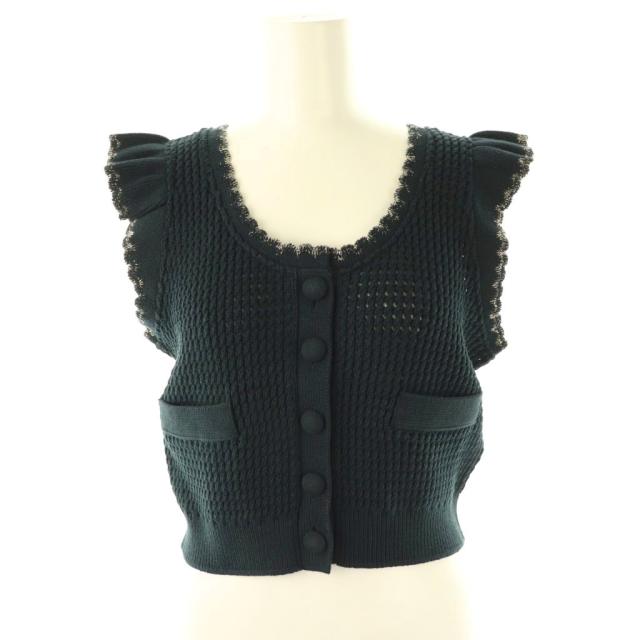 【中古】未使用品 ヨリ yori 25SS クロシェニットミニジレ ベスト ラメ F チャコール シルバー色 /ES レディース