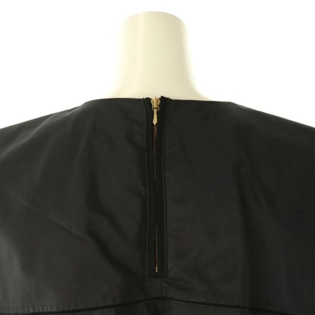 【中古】ドゥロワー Drawer シルクシャドーストライプウエストギャザーワンピース ロング 36 ブラック /HK ■OS_4