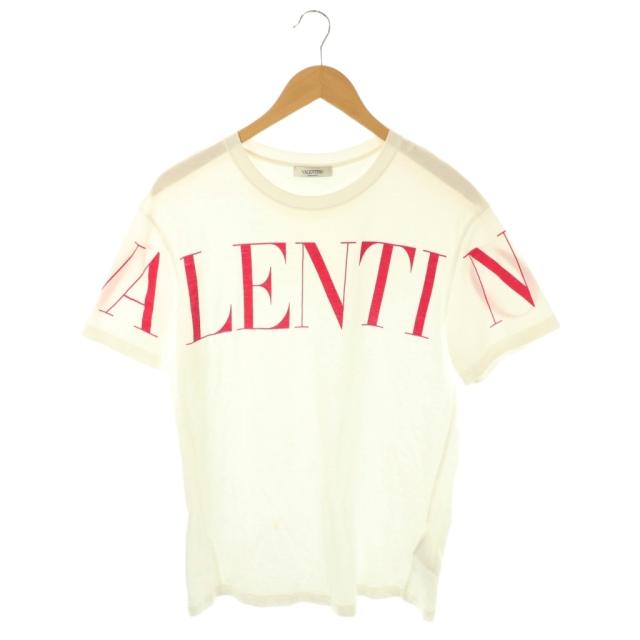 【中古】ヴァレンティノ ヴァレンチノ  VALENTINO ロゴ Tシャツ カットソー 半袖 M ホワイト /HK ■OS メンズ