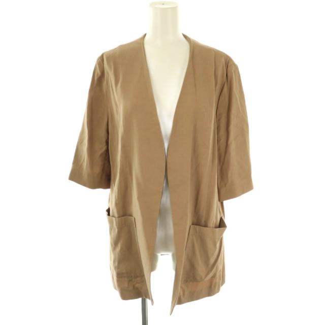 【中古】ウィムガゼット Whim Gazette 24SS カラーレスハーフスリーブジャケット 前開きトッパー 五分袖 F ベージュ
