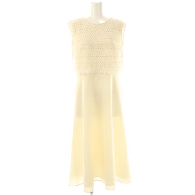 【中古】エポカ EPOCA ライトクロス レースコンビドレス ワンピース ノースリーブ 38 アイボリー /ES レディース