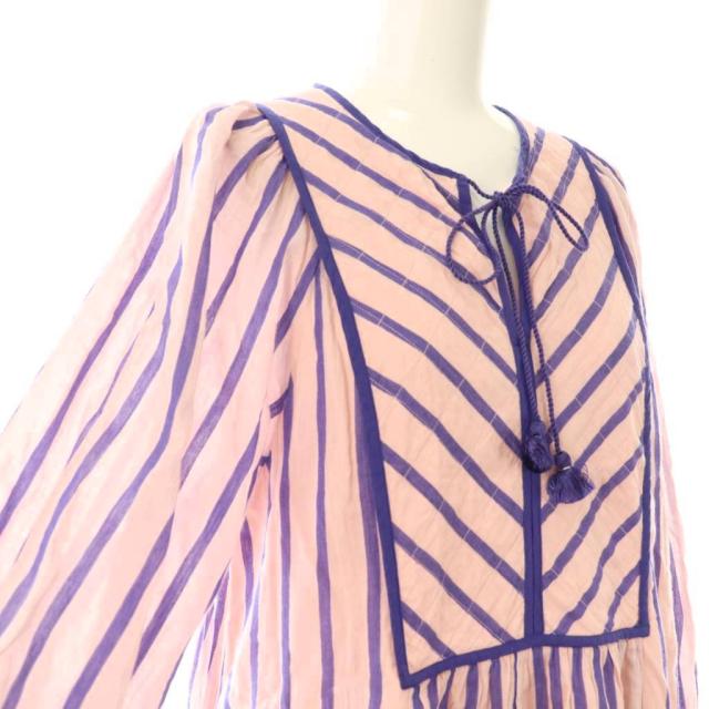 中古】ヌキテパ NE QUITTEZ PAS! Cotton Voile Stripe Gather Dress