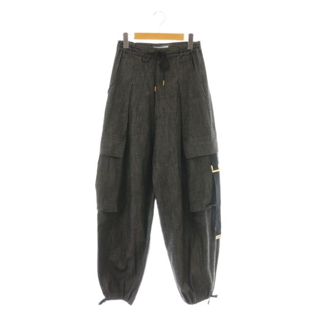 【中古】アキコアオキ AKIKOAOKI 24SS wide work trousers カーゴパンツ ワイドパンツ デニム F ブラック