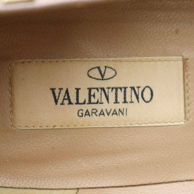 【中古】ヴァレンティノ ガラヴァーニ ロックスタッズ ヒールパンプス レザー 本革 36.5 23.5cm クリームイエロー