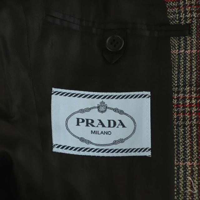 【中古】プラダ 24AW P524OE Single-Breasted Prince Of Wales Checked Jacket チェックジャケット 36 グレー 中古】プラダ 24AW P524OE Single-Breasted Prince Of Wales Checked