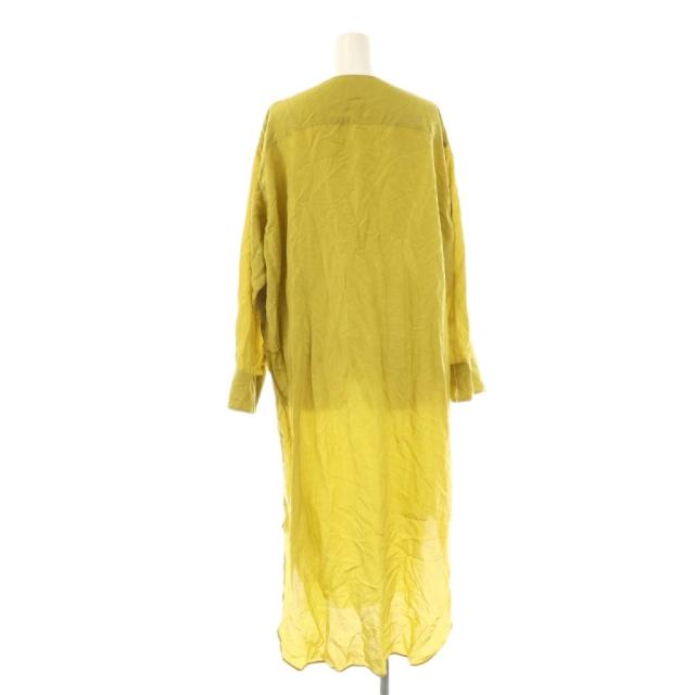 【中古】フミカ ウチダ FUMIKA_UCHIDA ノーカラーサテンシャツワンピース マキシ ロング 34 マスタード 中古】フミカ ウチダ FUMIKA_UCHIDA ノーカラーサテンシャツワンピース